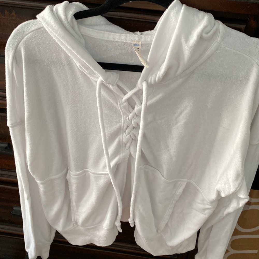 FP Movement by Free People Lace-Up White Hoodie